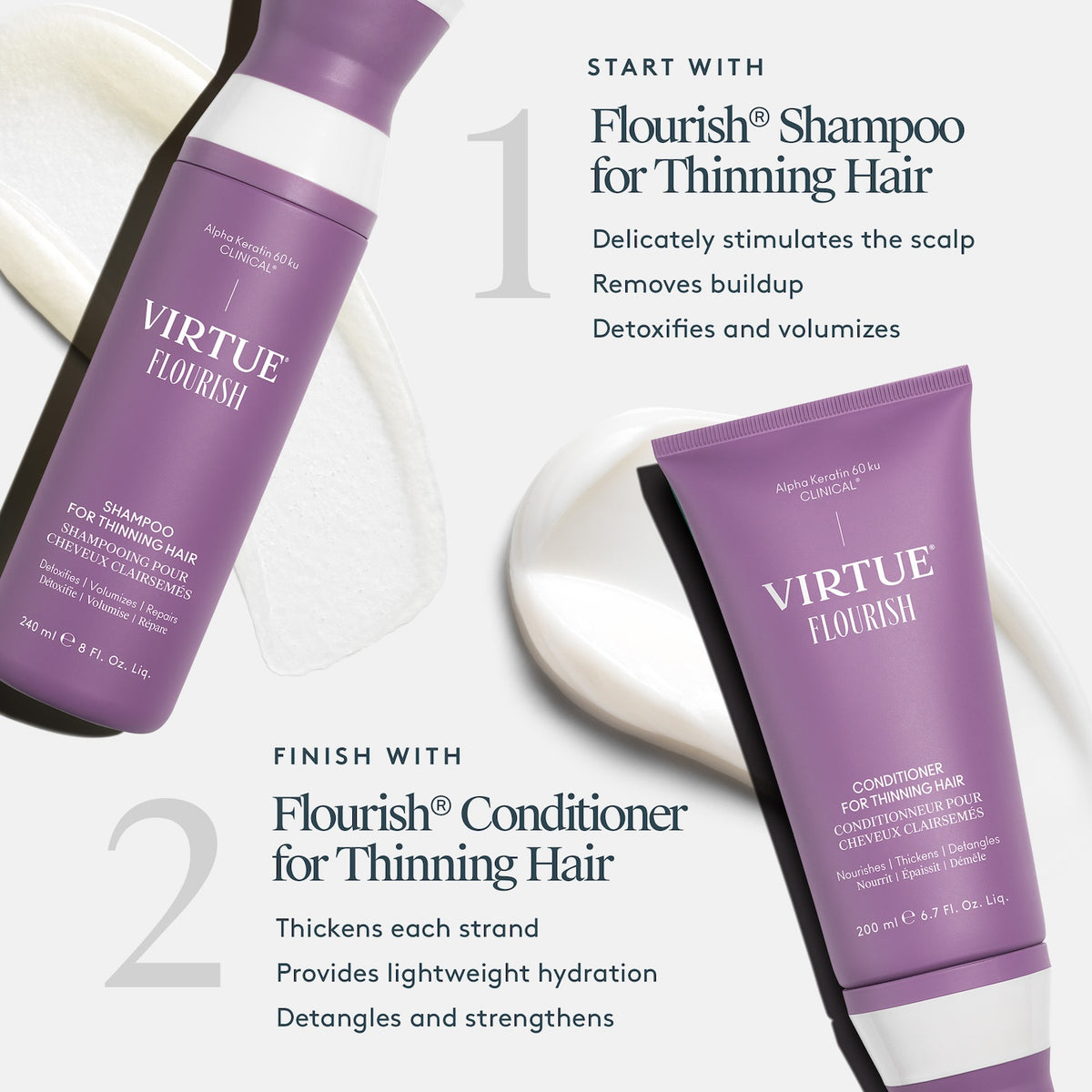 VIRTUE Flourish Shampoo For Thinning Hair 240ml