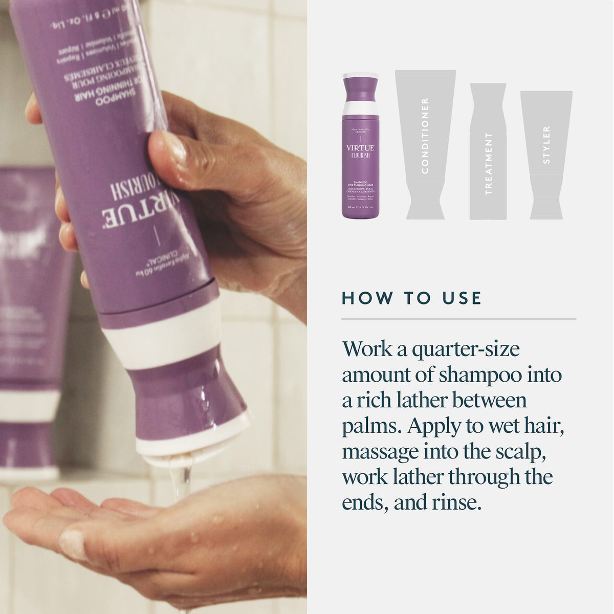VIRTUE Flourish Shampoo For Thinning Hair 240ml