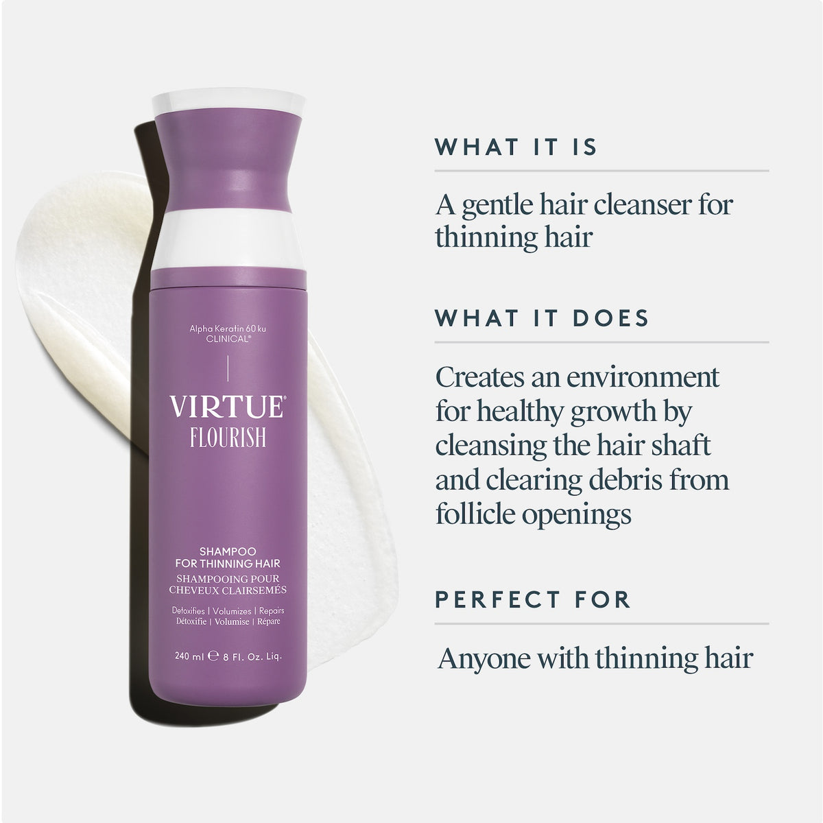 VIRTUE Flourish Shampoo For Thinning Hair 240ml